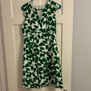 Kate Spade Green Leaf Print Sleeveless Dress